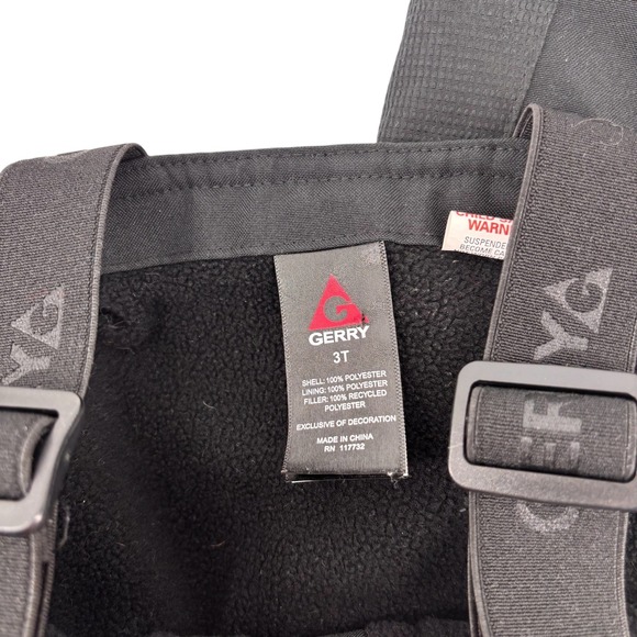 Gerry Black Ski Snow Bib Overalls 3T Insulated Kids Toddler - Picture 8 of 13